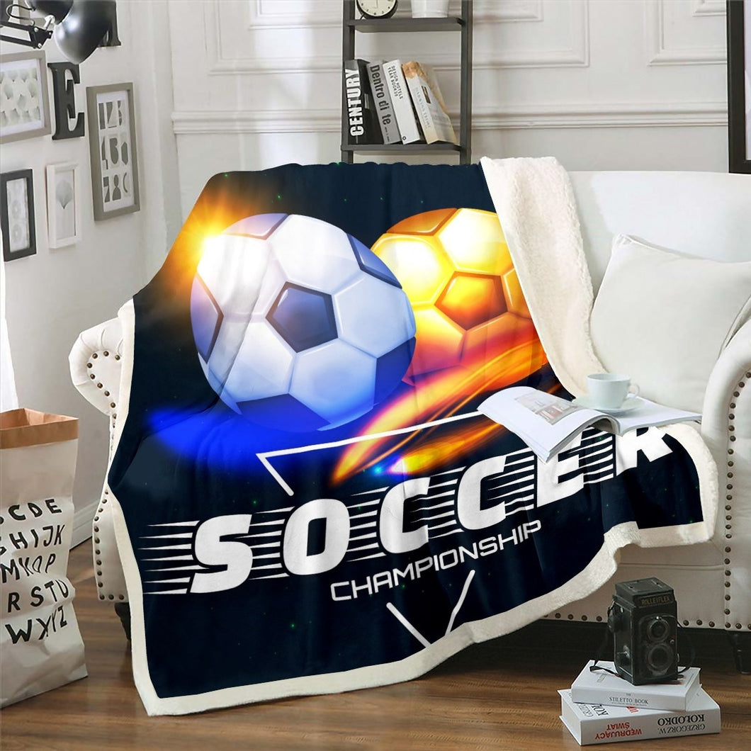 Football Throw Blanket for Couch Bed Sofa Sports Theme Fleece Blanket Soccer Ball Pattern Sherpa Blanket Room Decor America Football Competitive Games Fuzzy Blanket