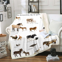 Load image into Gallery viewer, Horse Fleece Blanket Sheep Cow Pig Throw Blanket for Couch Bed Sofa 3D Farm Animal Pattern Sherpa Blanket Stain Resistant Farm Animals Theme Room Decor  Blanket
