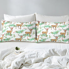 Load image into Gallery viewer, Deer Duvet Cover Set With Pillowcase Kids Girls Christmas Theme Comforter Cover, Branches Coniferous Bedding Set For Children Boys Teens Cute Animal Quilt Cover US UK AU DE Size Decorative Room 2/3 PCS
