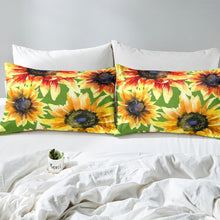 Load image into Gallery viewer, Flower Bedding Set for Kids Girls Teens, Watercolor Flower Comforter Cover Botanical Floral Sunflower Printed Duvet Cover Set with Zipper Ties 2/3 Pcs With Pillowcase

