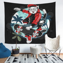 Load image into Gallery viewer, Skateboard Tapestry Extreme Sports Themed Wall Hanging for Kids Room Bedroom Living Room, Tropical Sea Beach Palm Tree Decorative Wall Blanket,S M L XL
