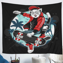 Load image into Gallery viewer, Skateboard Tapestry Extreme Sports Themed Wall Hanging for Kids Room Bedroom Living Room, Tropical Sea Beach Palm Tree Decorative Wall Blanket,S M L XL
