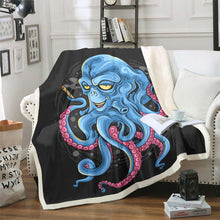 Load image into Gallery viewer, Octopus Throw Blanket Underwater Sea Animal Theme Bed Throws for Kids Boys Teens, Ocean Creature Marine Life Printed Flannel Fleece Blanket,Baby Throw Twin Queen
