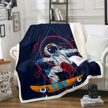 Load image into Gallery viewer, Astronaut Flannel Fleece Blanket Astronaut with Skateboard Decor Throw Blanket for Couch Sofa Soft Lightweight Bed Throws for Kids Boys Teens,Baby Throw Twin Queen
