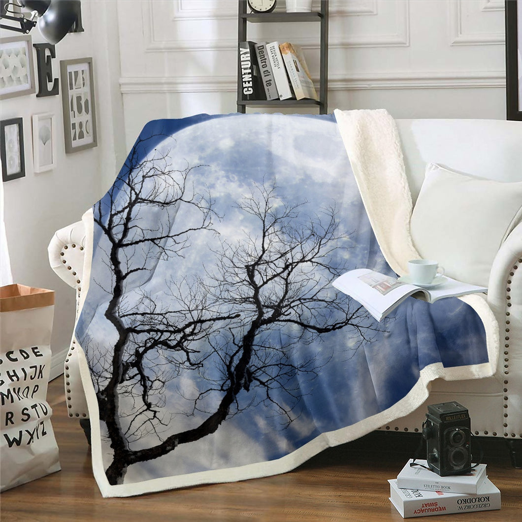 Full Moon Bed Throws for Kids Boys Teens, Black Tree Branches Printed Flannel Fleece Blanket Soft Lightweight Throw Blanket for Couch Sofa,Baby Throw Twin Queen