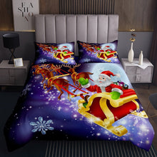 Load image into Gallery viewer, Christmas Bedspread Kids Girls Santa Claus Coverlet Set, Lovely Deer Quilt For Children Boys Teens Starry Sky Purple Cartoon Quilted Coverlet Twin Queen King Size Decorative Room
