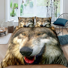 Load image into Gallery viewer, Wolf Comforter Cover Set for Kids Boys Teens Safari Wild Print Duvet Cover 3D Wolf Print Bedding Set Wild Animal Theme Quilt Cover,Room Decor 2/3Pcs Bedding
