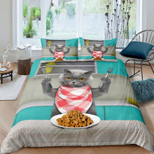 Load image into Gallery viewer, Cat Duvet Cover Set for Kids Boys Girls Delicious Cat Food Comforter Cover Novelty Creativity Animal Theme Bedding Set Luxury Microfiber Quilt Cover,Room Decor 2/3Pcs Bedding
