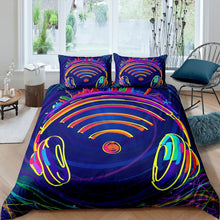 Load image into Gallery viewer, Headset Bedding Set for Kids Boys Teens Rock Music Theme Comforter Cover Psychedelic Duvet Cover Colorful Stripes Quilt Cover,Room Decor 2/3Pcs Bedding
