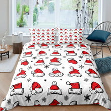 Load image into Gallery viewer, Christmas Theme Bedding Set for Kids Boys Girls Santa Claus Hat Duvet Cover Snowflake Print Winter Comforter Cover Luxury Warm Bedspread Cover,Room Decor 2/3Pcs Bedding
