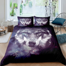 Load image into Gallery viewer, 3D Galaxy Wolf Comforter Cover Set for Kids Boys Teens Safari Print Duvet Cover Wild Animal Pattern Bedding Set 3D Wolf Print Quilt Cover,Room Decor 2/3Pcs Bedding
