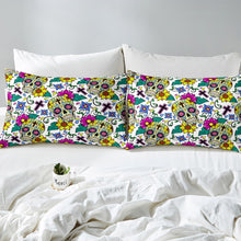 Load image into Gallery viewer, Sugar Skull Duvet Cover Set for Boys Teens Botanical Floral Print Comforter Cover Hippie Skeleton Bedding Set Gothic Bones Print Quilt Cover,Room Decor 2/3Pcs Bedding

