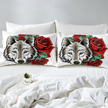 Load image into Gallery viewer, Wolf Comforter Cover Set Safari Wildlife Duvet Cover for Kids Boys Teens Rose Floral Print Bedding Set Wild Animal Theme Quilt Cover,Room Decor 2/3Pcs Bedding
