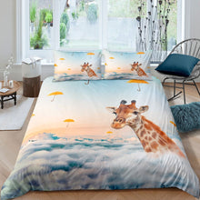 Load image into Gallery viewer, Giraffe Bedding Set for Kids Boys Girls Zoo Animal Theme Comforter Cover Safari Wild Print Duvet Cover 3D Wildlife Quilt Cover,Room Decor 2/3Pcs Bedding

