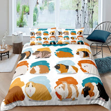 Load image into Gallery viewer, Cute Guinea Pig Comforter Cover Set Kids Boys Girls Cartoon Animal Pattern Bedding Set 3D Mouse Print Duvet Cover Lovely Child Bedspread Cover,Room Decor 2/3Pcs Bedding

