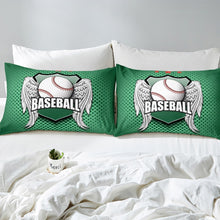 Load image into Gallery viewer, Sports Baseball Duvet Cover Set Kids Boys Teens Sports Theme Bedding Set Green Dot Comforter Cover 3D Baseball Pattern Bedspread Cover,Room Decor 2/3Pcs Bedding
