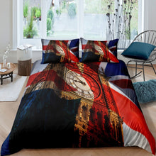 Load image into Gallery viewer, Big Ben Comforter Cover Set for Kids Boys Adults British Flag Duvet Cover London Cityscape Bedding Set World Famous Quilt Cover,Room Decor 2/3Pcs Bedding
