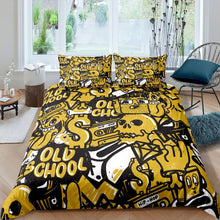 Load image into Gallery viewer, Hippie Graffiti Comforter Cover Set Boys Teens Skull Print Duvet Cover Youth Hip Hop Street Culture Bedding Set Graffiti Pattern Quilt Cover,Room Decor 2/3Pcs Bedding
