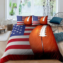 Load image into Gallery viewer, Rugby Duvet Cover Set Kids Boys Football American Flag Print Comforter Cover Teens Sports Theme Bedding Set Football Match Quilt Cover,Room Decor 2/3Pcs Bedding
