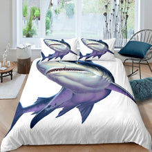 Load image into Gallery viewer, 3D Shark Duvet Cover Set for Kids Boys Teens Sea Animal Print Comforter Cover Ocean Marine Life Bedding Set Sealife Quilt Cover,Room Decor 2/3Pcs Bedding
