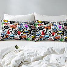 Load image into Gallery viewer, Hippie Graffiti Style Bedding Set Kids Boys Teens Hip Hop Duvet Cover Child Cartoon Pattern Comforter Cover Graffiti Wall Art Bedspread Cover,Room Decor 2/3Pcs Bedding
