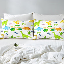 Load image into Gallery viewer, Kids Cartoon Dinosaur Comforter Cover Set Child Boys Girls 3D Dinosaur Print Bedding Set Cute Animal Pattern Duvet Cover Wildlife Bedspread Cover,Room Decor 2/3Pcs Bedding
