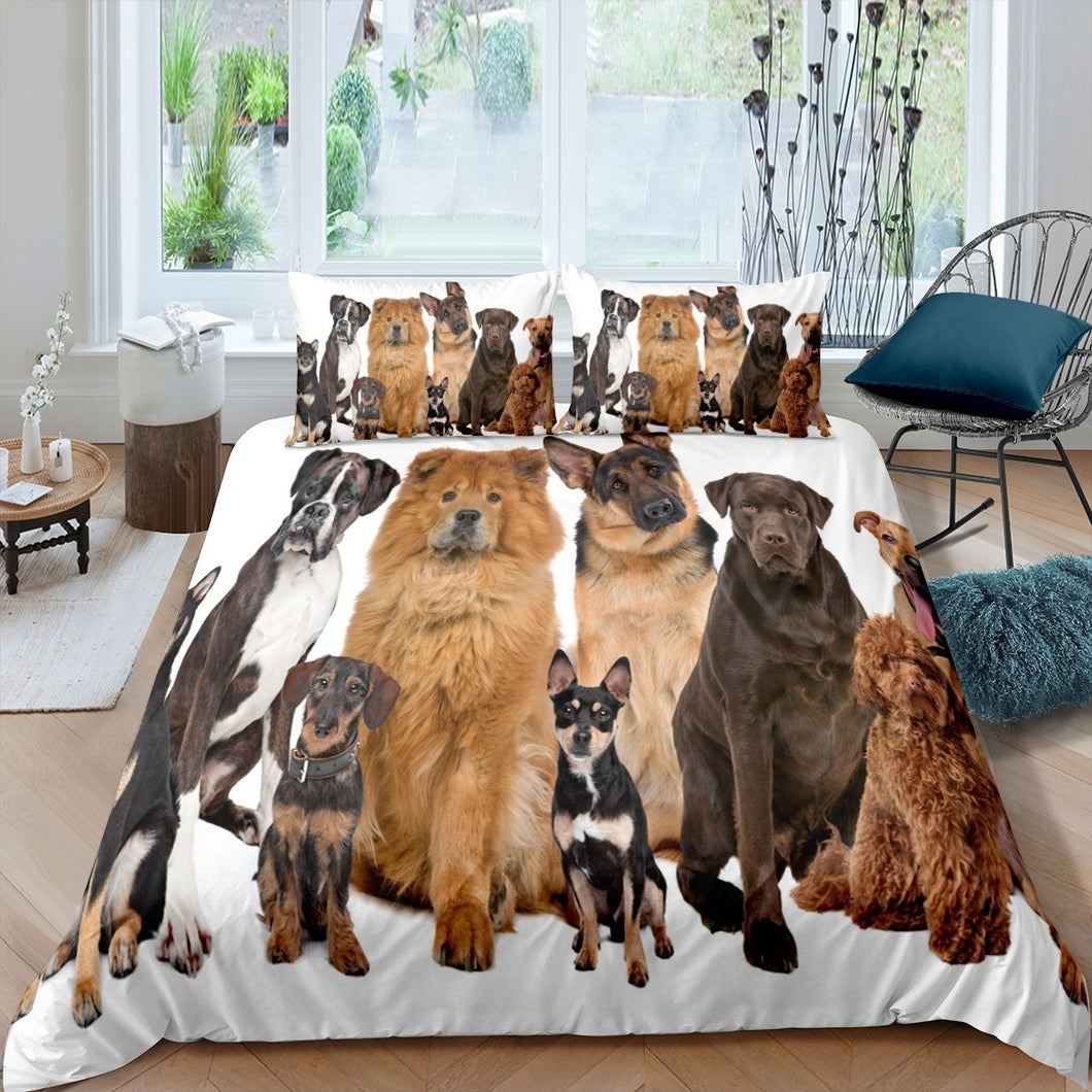 Dog Comforter Cover Set for Kids Boys Girls 3D Dog Print Duvet Cover Animal Theme Bedding Set Soft Luxury Microfiber Quilt Cover,Room Decor 2/3Pcs Bedding