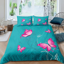 Load image into Gallery viewer, Pink Butterfly Bedding Set for Girls Kids Botanical Nature Theme Comforter Cover 3D Butterflies Duvet Cover Luxury Soft Quilt Cover,Room Decor 2/3Pcs Bedding
