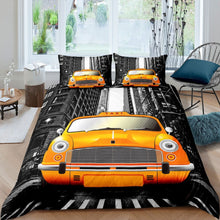 Load image into Gallery viewer, Vintage Car Bedding Set Kids Boys Adults Yellow Sports Car Comforter Cover Modern Cityscape Duvet Cover Automobile Style Quilt Cover,Room Decor 2/3Pcs Bedding
