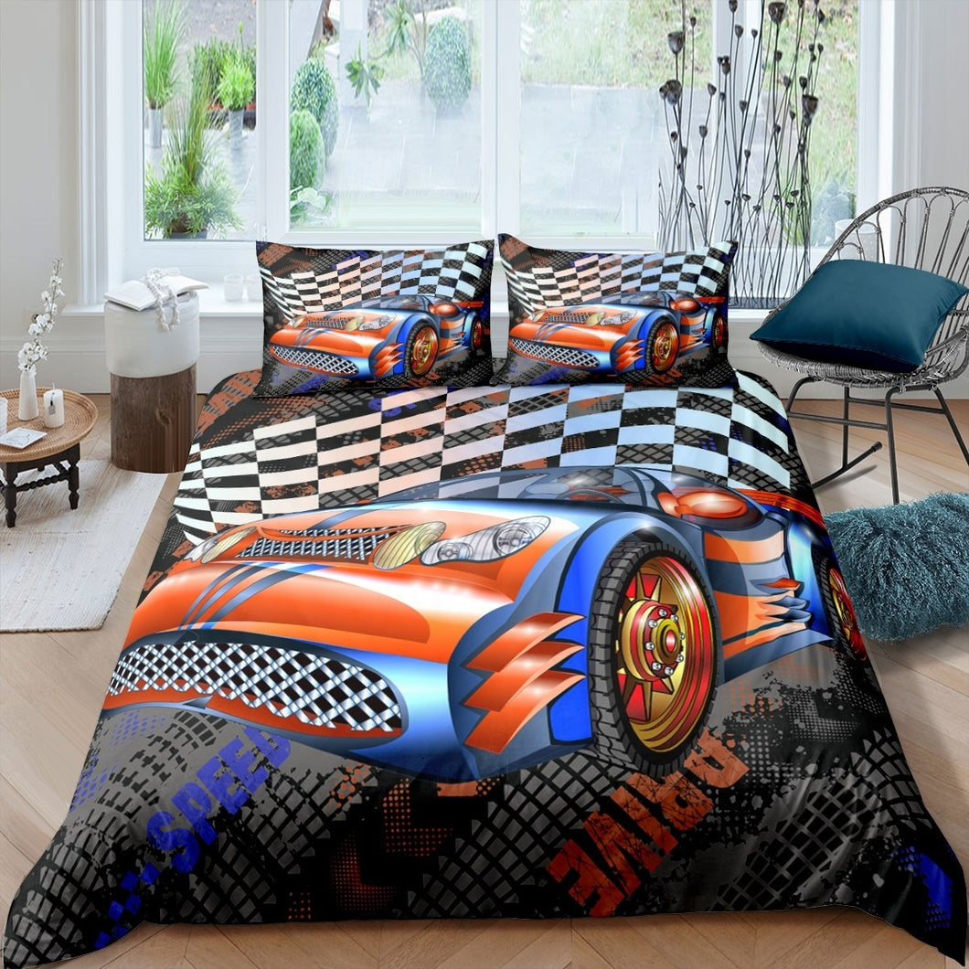 Boys Sports Car Bedding Set Boys Kids Extreme Sports Comforter Cover Teens Speed Racing Car Duvet Cover Automobile Style Quilt Cover,Room Decor 2/3Pcs Bedding