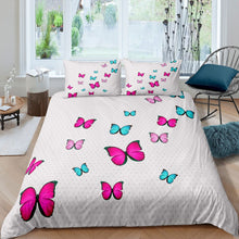 Load image into Gallery viewer, Butterfly Bedding Set for Girls Kids 3D Butterflies Print Comforter Cover Flying Insects Pattern Duvet Cover Luxury Microfiber Quilt Cover,Room Decor 2/3Pcs Bedding
