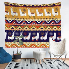 Load image into Gallery viewer, Cute Llama Tapestry Cartoon Llama Alpaca Wall Blanket For Kids Children Boys Girls Tribal Geometry Stripe Wall Hanging South American Animals Wall Art Bedroom Decor Sofa Cover
