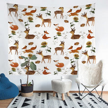 Load image into Gallery viewer, Deer Fox Tapestry Kids Boys Cartoon Animal Pattern Bedding Throw Blanket Girls Sunflower Floral Print Tapestries Wall Hanging Blossom Flowers Wall Blanket,Bedding Collection
