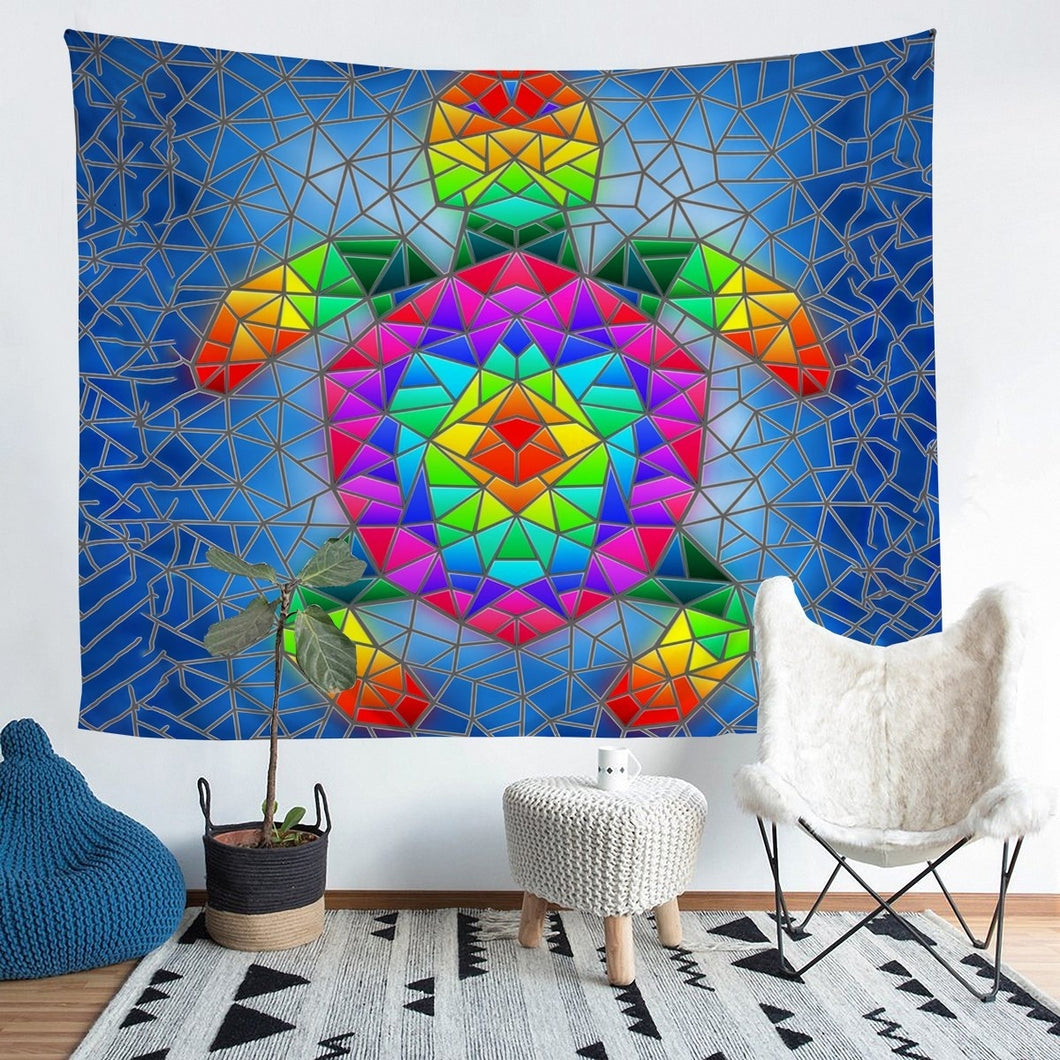 Sea Turtle Tapestries Wall Hanging for Kids Boys Teens Triangle Geometric Patterns Bedding Throw Blanket Colorful Turtle Tapestry Abstract Art Wall Blanket,Bedding Collection