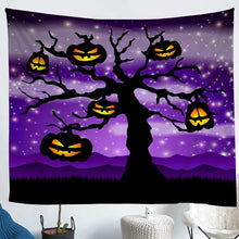 Load image into Gallery viewer, Halloween Theme Tapestry for Kids Boys Girls Horror Pumpkin Lantern Bedding Throw Blanket Purple Galaxy Tapestries Wall Hanging Halloween Night Wall Blanket,Bedding Collection
