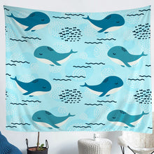 Load image into Gallery viewer, Cartoon Whale Tapestries Wall Hanging Kids Boys Girls Marine Life Ocean Wave Bedding Throw Blanket Child Sea Animal Print Tapestry Sealife Wall Blanket,Bedding Collection
