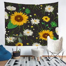 Load image into Gallery viewer, Sunflower Tapestry Girls Daisy Floral Print Wall Hanging for Women Girly Blossom Flowers Pattern Wall Blanket Botanical Branches Wall Art Nature Theme Room Decor Picnic Sheet
