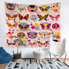 Load image into Gallery viewer, Girls Butterfly Wall Hanging Girly Cute Butterflies Print Tapestry Floral Flowers Pattern Wall Blanket for Children Kids Women Cartoon Flying Insects Wall Art Room Decor Picnic Sheet
