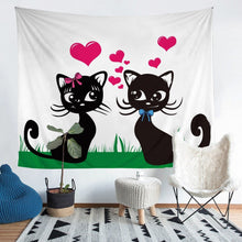 Load image into Gallery viewer, Black Cat Tapestry for Girls Boys Couple Cute Kitten Print Wall Hanging Cartoon Cats Pattern Wall Blanket Room Decor Pet Animal Theme Wall Art  Beach Throw Tapestry
