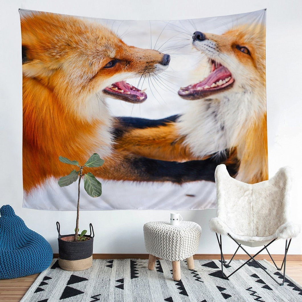 Fox Bedding Throw Blanket for Kids Boys Adults 3D Fox Print Tapestry Wild Animal Pattern Tapestries Wall Hanging Wildlife Wall Blanket,Bedding Collection