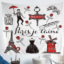 Load image into Gallery viewer, Eiffel Tower Wall Blanket Girls Chic Paris Theme Tapestry Rose Floral Print Wall Hanging for Men Women Couple Bedroom Decor Romantic French Style Wall Art  Bedding Throw Blanket
