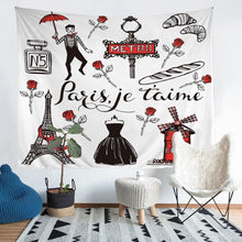 Load image into Gallery viewer, Eiffel Tower Wall Blanket Girls Chic Paris Theme Tapestry Rose Floral Print Wall Hanging for Men Women Couple Bedroom Decor Romantic French Style Wall Art  Bedding Throw Blanket

