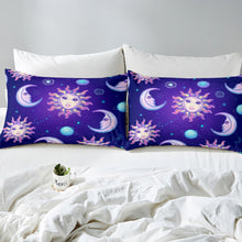 Load image into Gallery viewer, Girly Sun and Moon Printed Duvet Cover Girls Boho Exotic Bedding Set Bohemian Style Comforter Cover for Kids Women Bedroom Decor Purple Galaxy Planet Bedspread Cover

