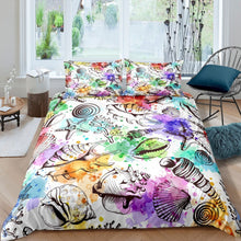 Load image into Gallery viewer, Beach Starfish Duvet Cover Ocean Marine Themed Comforter Cover Sea Conch Shell Creatures Bedding Set For Kids Adults Girls Women Colorful Tie Dye Bedspread Cover Room Decor   Bedclothes Zipper
