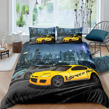 Load image into Gallery viewer, Race Sports Car Duvet Cover Boys Extreme Sports Theme Bedding Set Men Cool Car Automobile Style Comforter Cover for Kids Teens Modern City Building Decor Bedspread Cover
