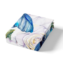 Load image into Gallery viewer, Girly Butterfly Fitted Sheet Rose Floral Print Bedding Set Blossom Flowers Pattern Bed Sheet Set for Children Kids Girls Women White Blue Flying Insects Bed Cover Room Decor
