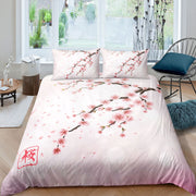 Feelyou Cherry Blossoms Comforter Cover,Girls Decorative Bedding Set with Zippers Ties,Kids Duvet Cover Set