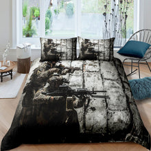 Load image into Gallery viewer, Feelyou Soldier with Weapon Comforter Cover, Boys Decorative Bedding Set with Zippers Ties,Duvet Cover Set
